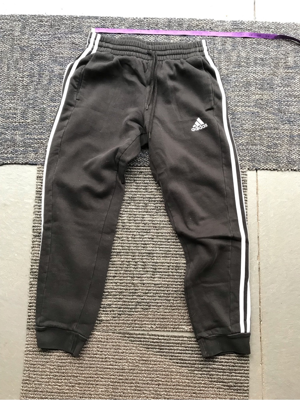 adidas Black Jogger Sweatpants with White Stripes